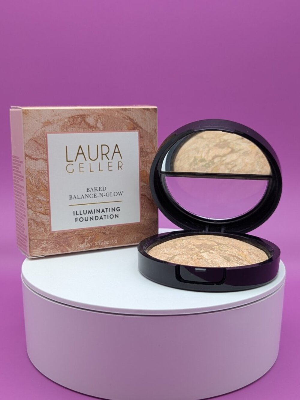 Laura Geller Porcelain Baked Balance n Glow Powder Foundation Gently Used VGC